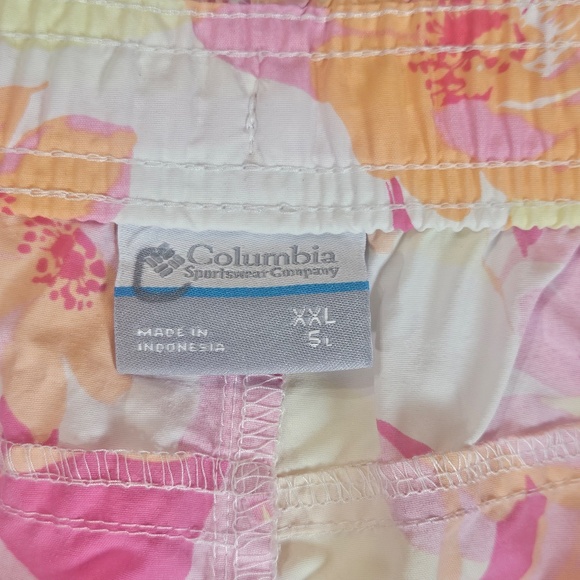 Columbia Shorts Womens XXL Pink Orange Floral Swim Trunks Mesh Liner Drawstring - Picture 4 of 6